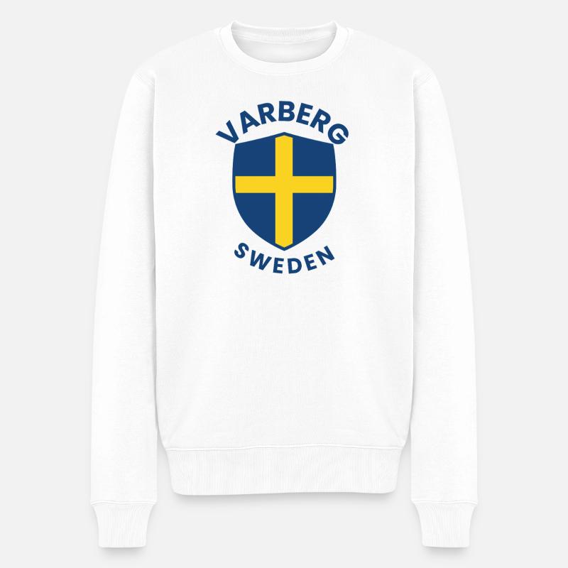 Varberg Sköld avec drapeau suédois - Pull Premium bio Homme - blanc