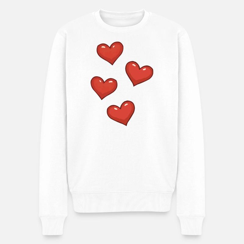 Drei rote Herzen  - Männer Premium Bio Pullover - Weiß