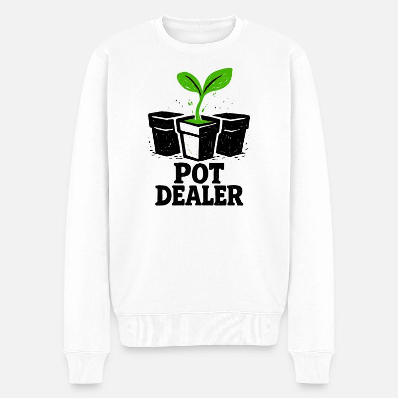 Gärtnerhumor: Das Pflanzenangebot - Männer Premium Bio Pullover - Weiß