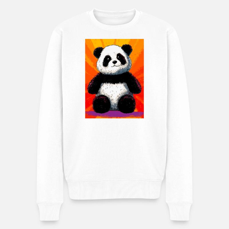 Panda - Männer Premium Bio Pullover - Weiß