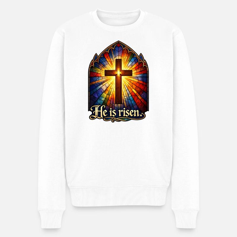 He is risen - Männer Premium Bio Pullover - Weiß