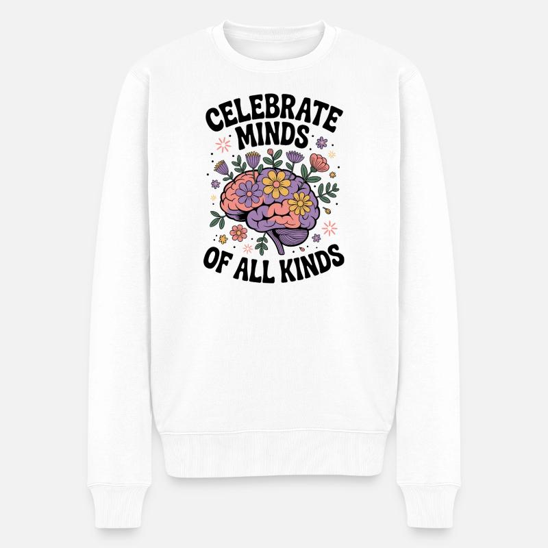 Neurodivergent Brain – Fleur TDAH & Autisme - Pull Premium bio Homme - blanc