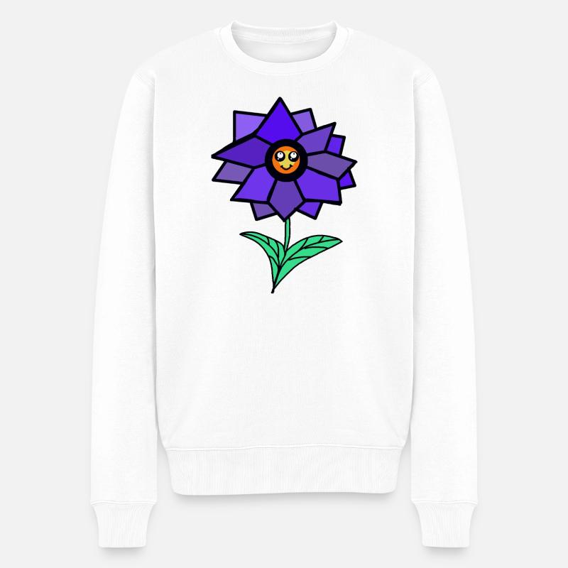 Geometrische Blumen  Kawaii-Blume - Männer Premium Bio Pullover - Weiß