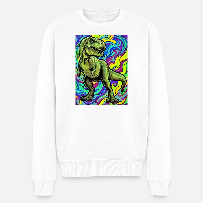 Dinosaurier - Männer Premium Bio Pullover - Weiß