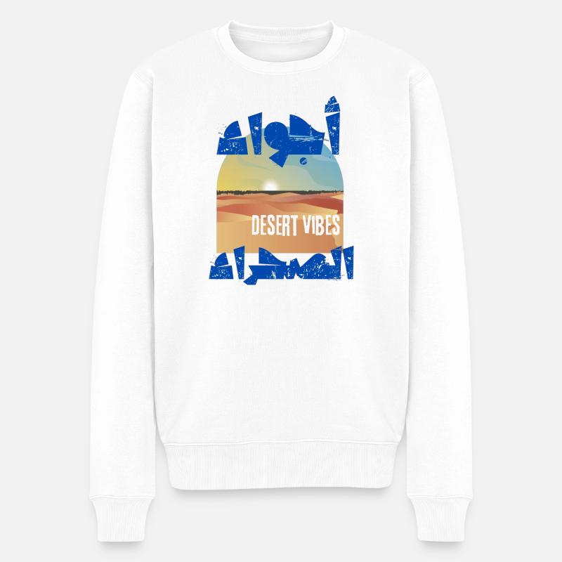 Vibes Désert Dunes et Soleil Couchant - Pull Premium bio Homme - blanc