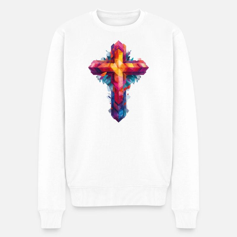 Kreuz Christentum - Männer Premium Bio Pullover - Weiß