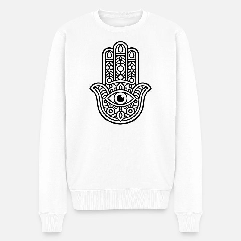Hamsa-Zeichen - Männer Premium Bio Pullover - Weiß