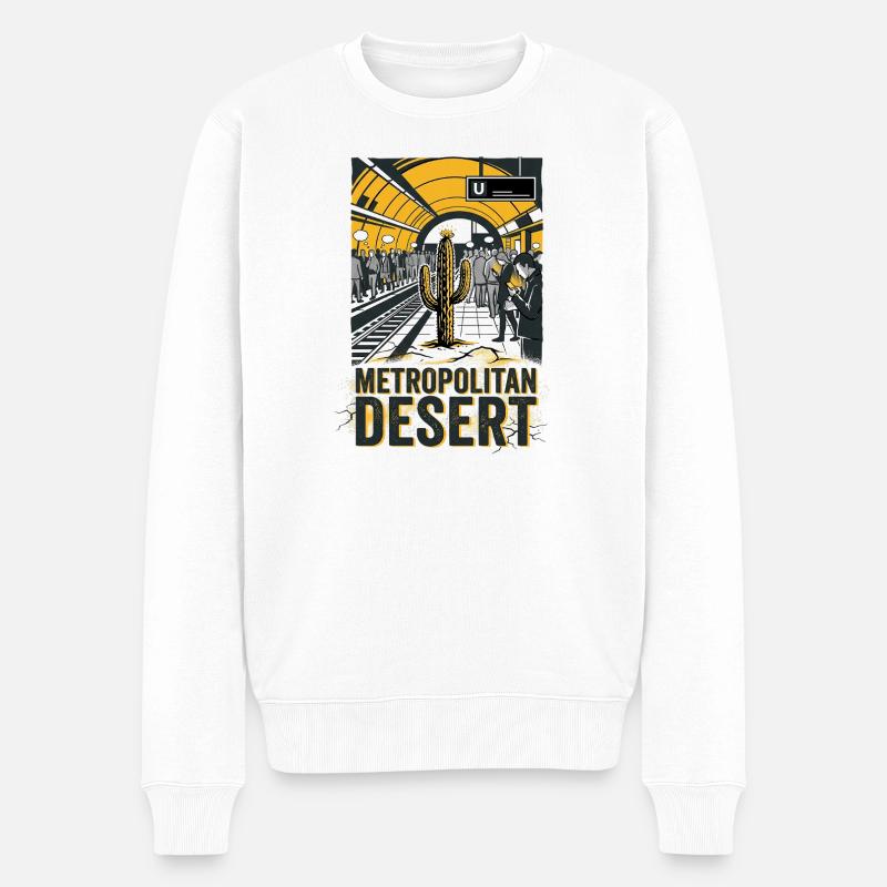 Metropolitan Desert - Männer Premium Bio Pullover - Weiß