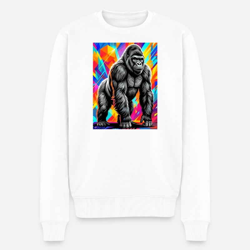 Gorilla - Männer Premium Bio Pullover - Weiß