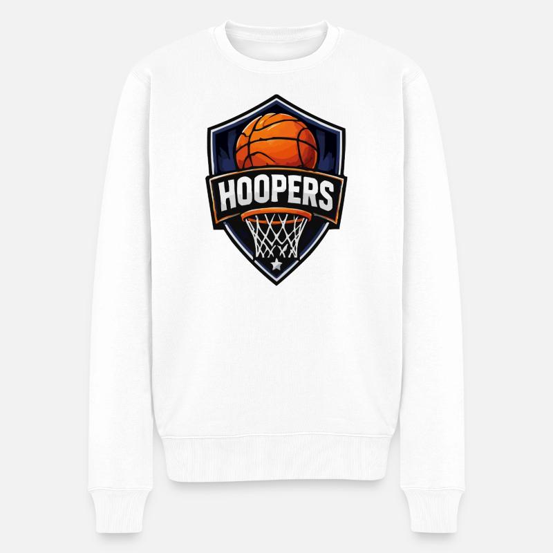 Logo de basket-ball Hoopers Shield - Pull Premium bio Homme - blanc