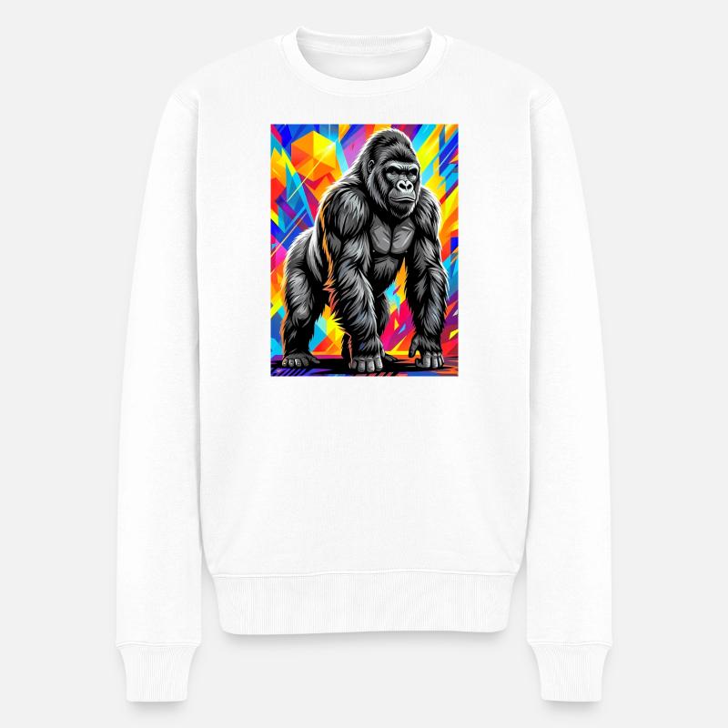 Gorilla - Männer Premium Bio Pullover - Weiß