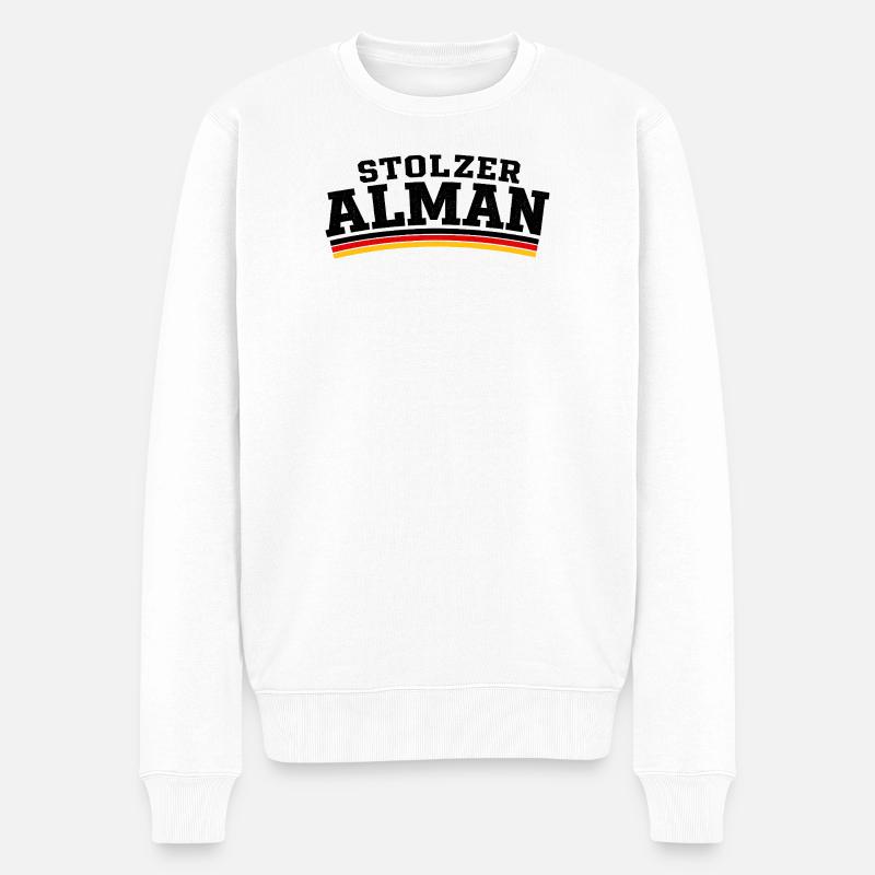 Stolzer Alman - Männer Premium Bio Pullover - Weiß