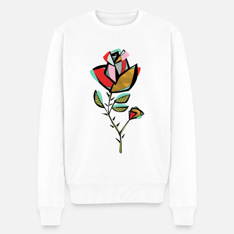 roses - Pull Premium bio Homme - blanc