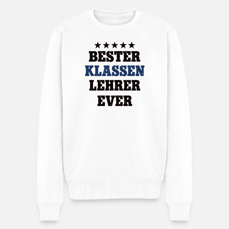 Bester Klassen Lehrer Schule Klassenlehrer - Männer Premium Bio Pullover - Weiß