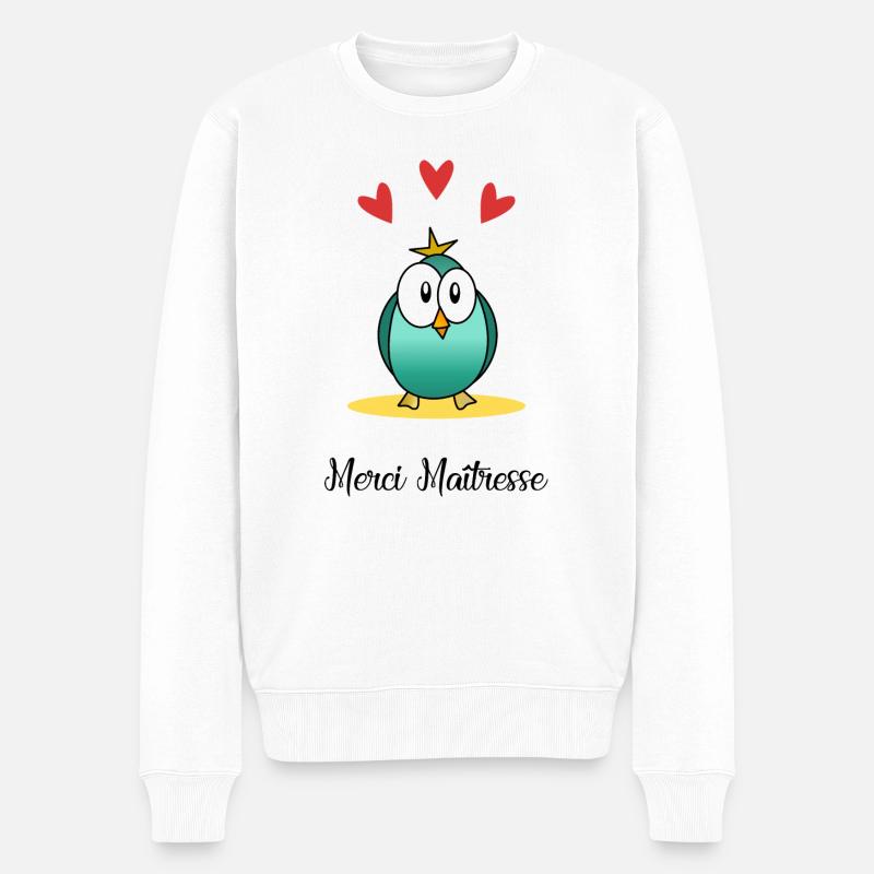MAÎTRESSE. MERCI. MERCI MAÎTRESSE. - Pull Premium bio Homme - blanc