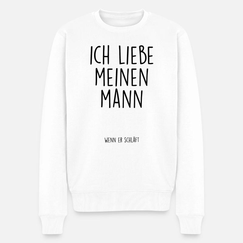 ich liebe meinen mann , wenn der schläft - Männer Premium Bio Pullover - Weiß