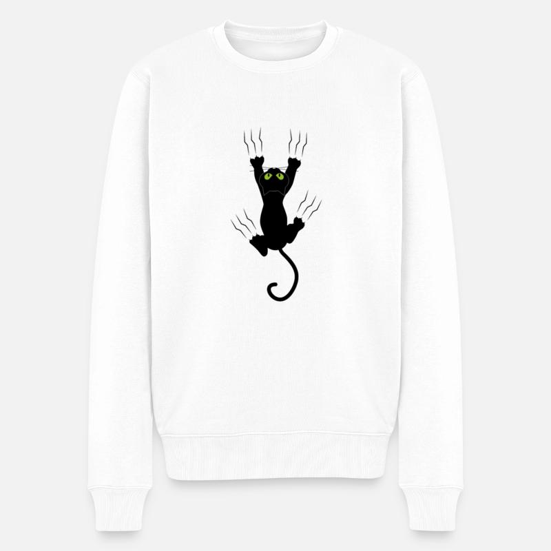 Schwarze Katze Krallen - Männer Premium Bio Pullover - Weiß