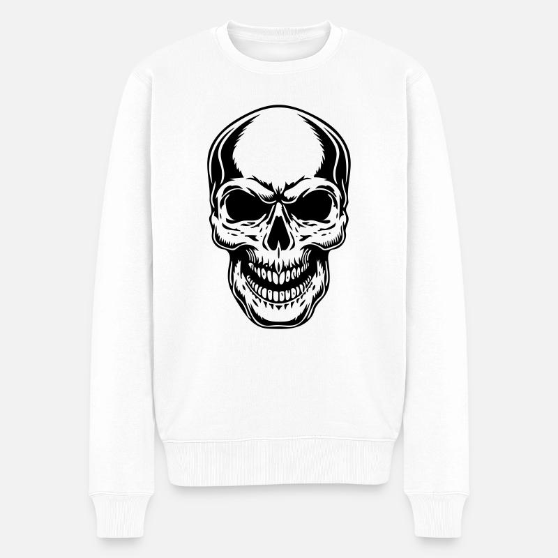 Schädel - Männer Premium Bio Pullover - Weiß