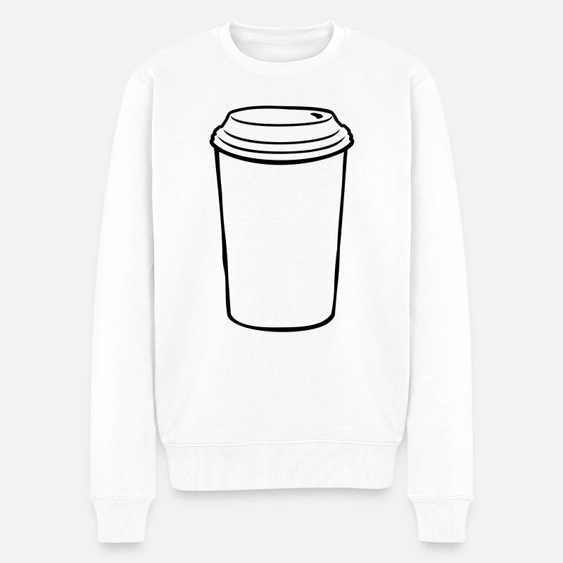 Becher Kaffee to go - Männer Premium Bio Pullover - Weiß