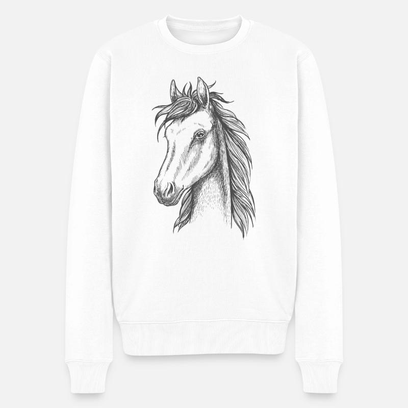 Pferde - Männer Premium Bio Pullover - Weiß