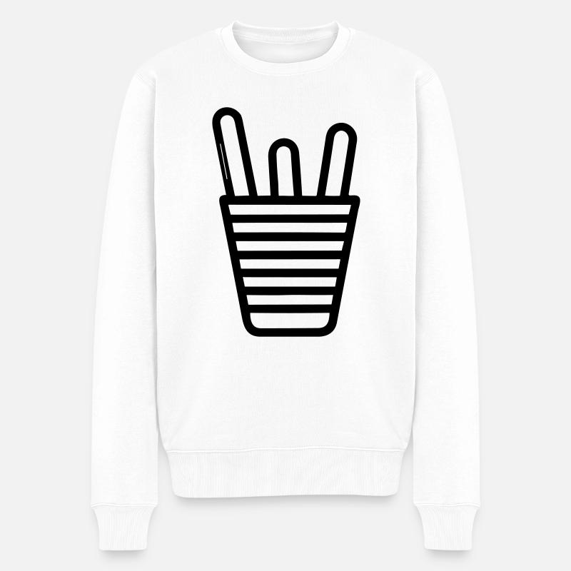 Pommes Frites Tüte - Männer Premium Bio Pullover - Weiß