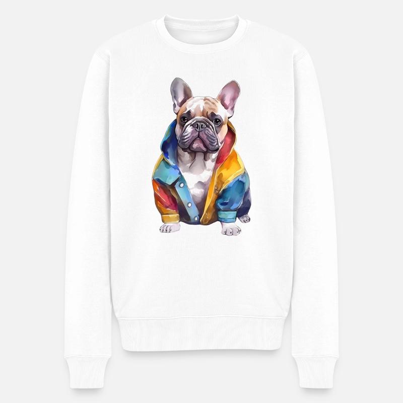 Drôle de bouledogue français. - Pull Premium bio Homme - blanc