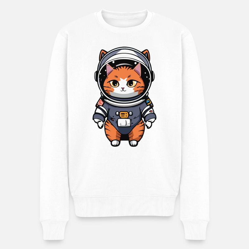 Voyage dans l’espace pour chat - Pull Premium bio Homme - blanc