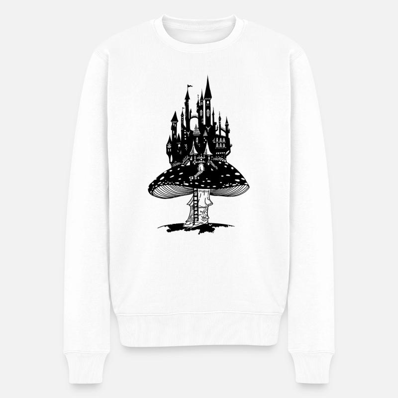 Märchenschloss auf Fliegenpilz - Männer Premium Bio Pullover - Weiß