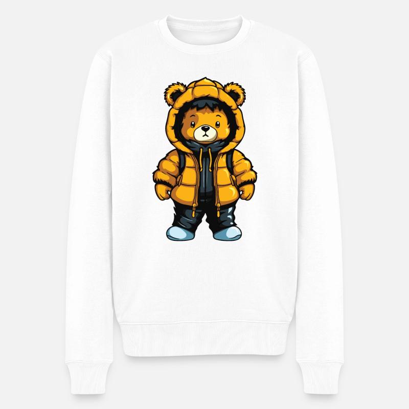 Bär Winter Comic Niedlich - Männer Premium Bio Pullover - Weiß