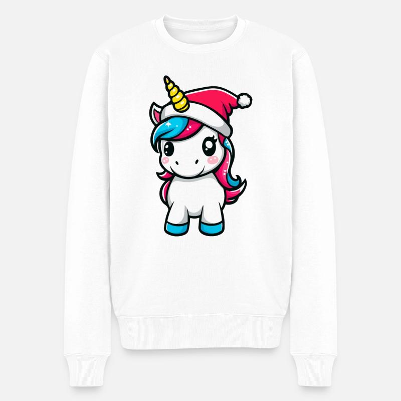 Einhorn Weihnachten - Männer Premium Bio Pullover - Weiß