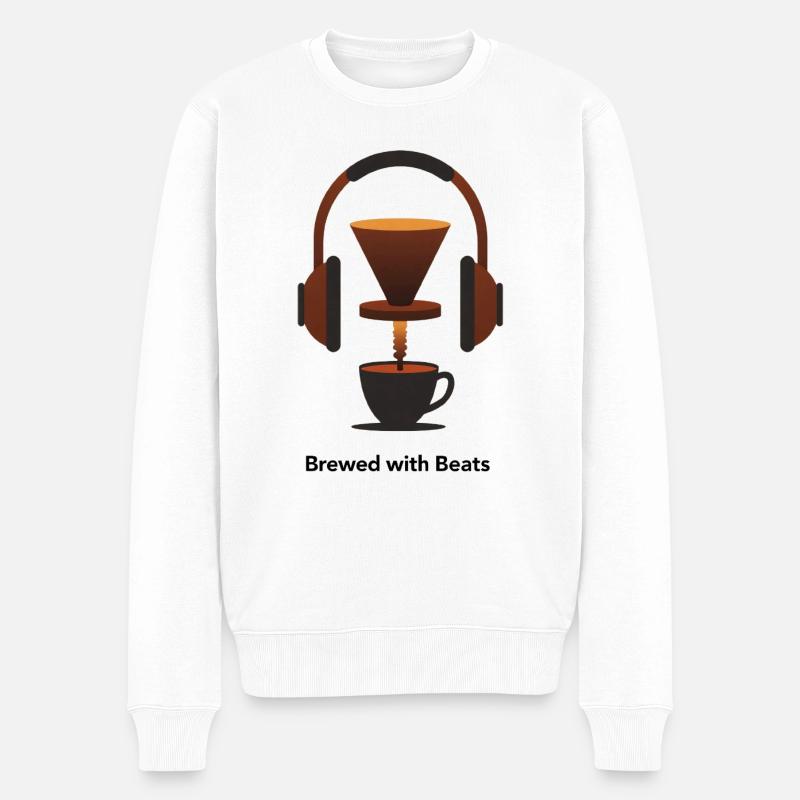 Kaffee Shop Beats - Männer Premium Bio Pullover - Weiß