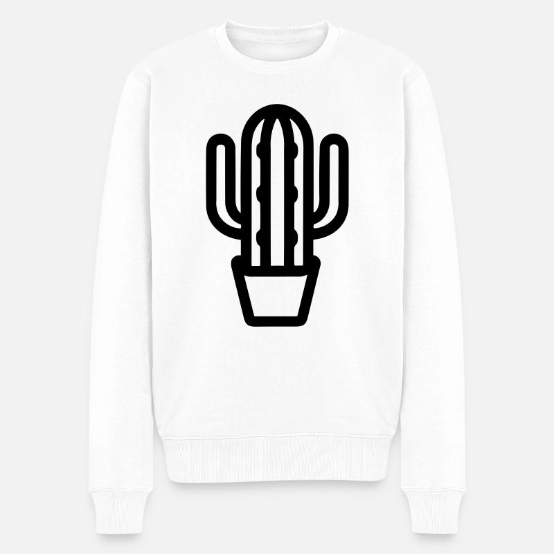 Kaktus - Männer Premium Bio Pullover - Weiß