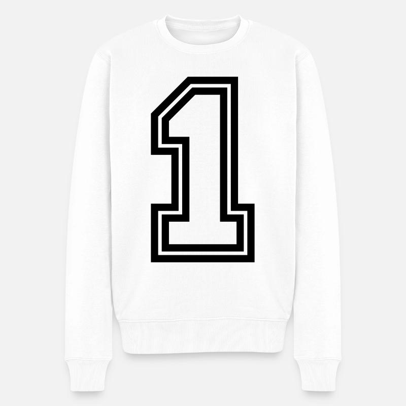 1 Zahl symbol - Männer Premium Bio Pullover - Weiß