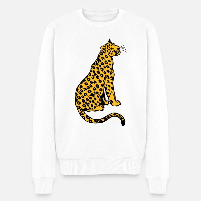 Léopard Assis par Cheerful Madness!! - Pull Premium bio Homme - blanc