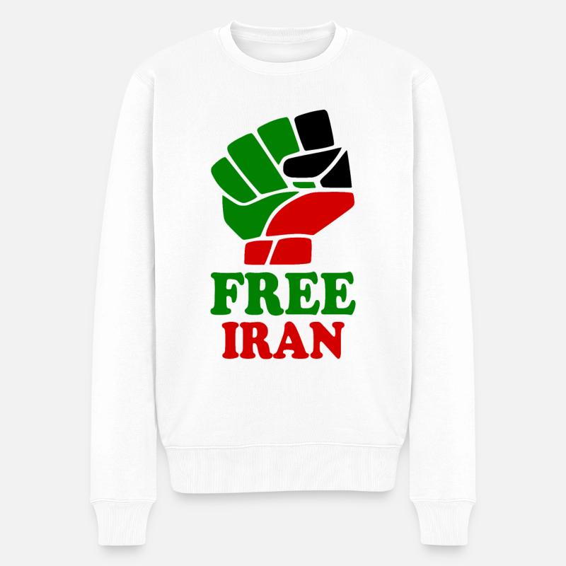 Free iran - Männer Premium Bio Pullover - Weiß