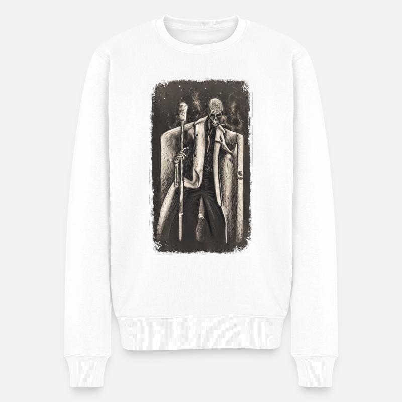 Halloween Singer - Männer Premium Bio Pullover - Weiß