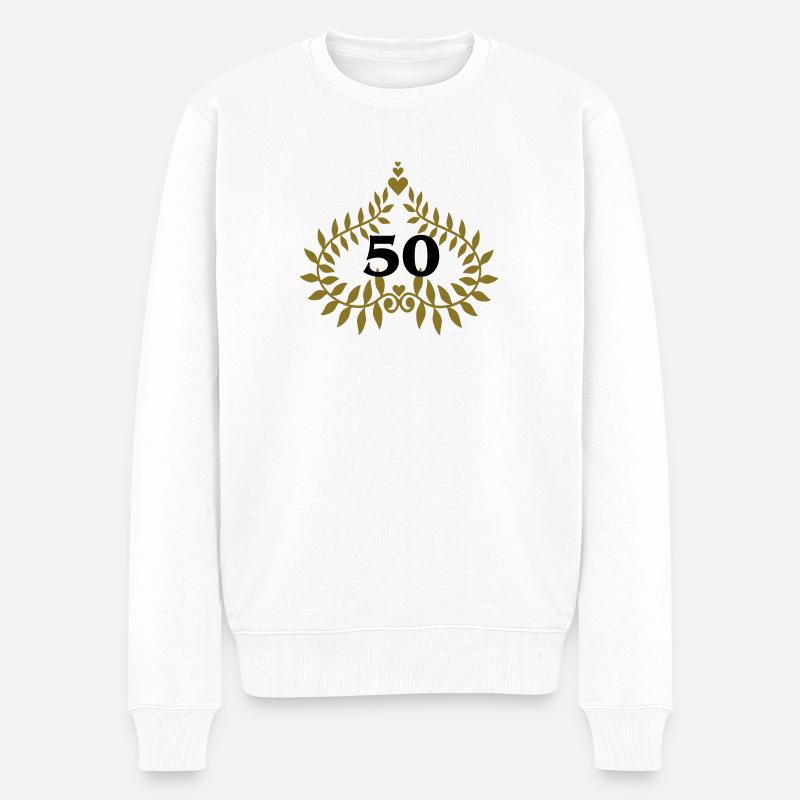 Zahl 50 - Männer Premium Bio Pullover - Weiß