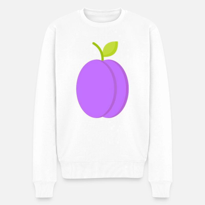 Pflaume - Männer Premium Bio Pullover - Weiß