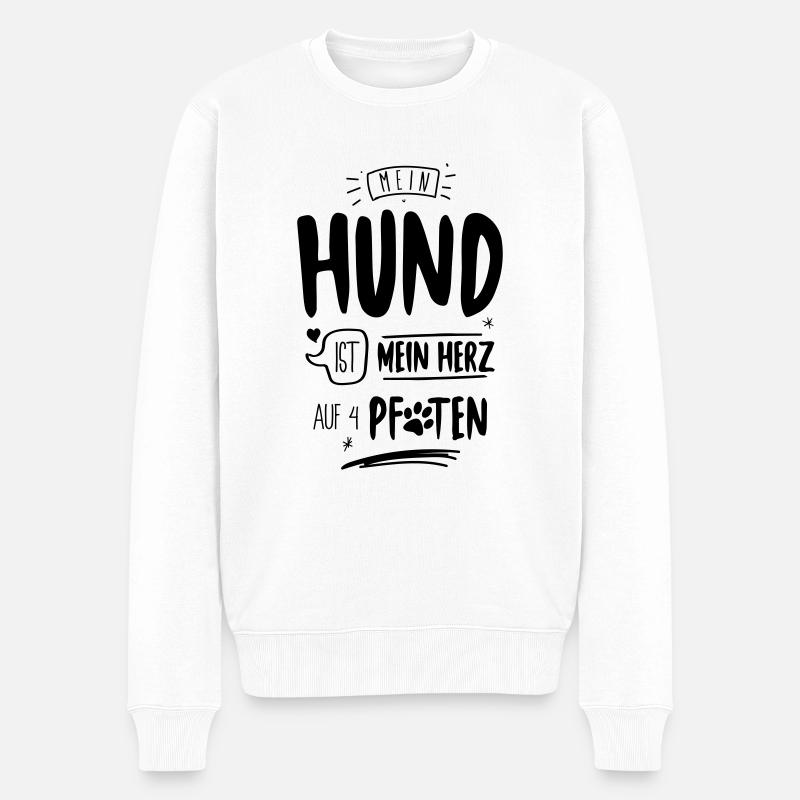 Herz auf vier Pfoten - Männer Premium Bio Pullover - Weiß
