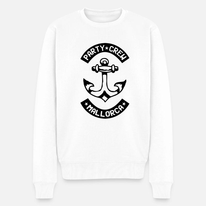 PARTY CREW MALLORCA - Männer Premium Bio Pullover - Weiß