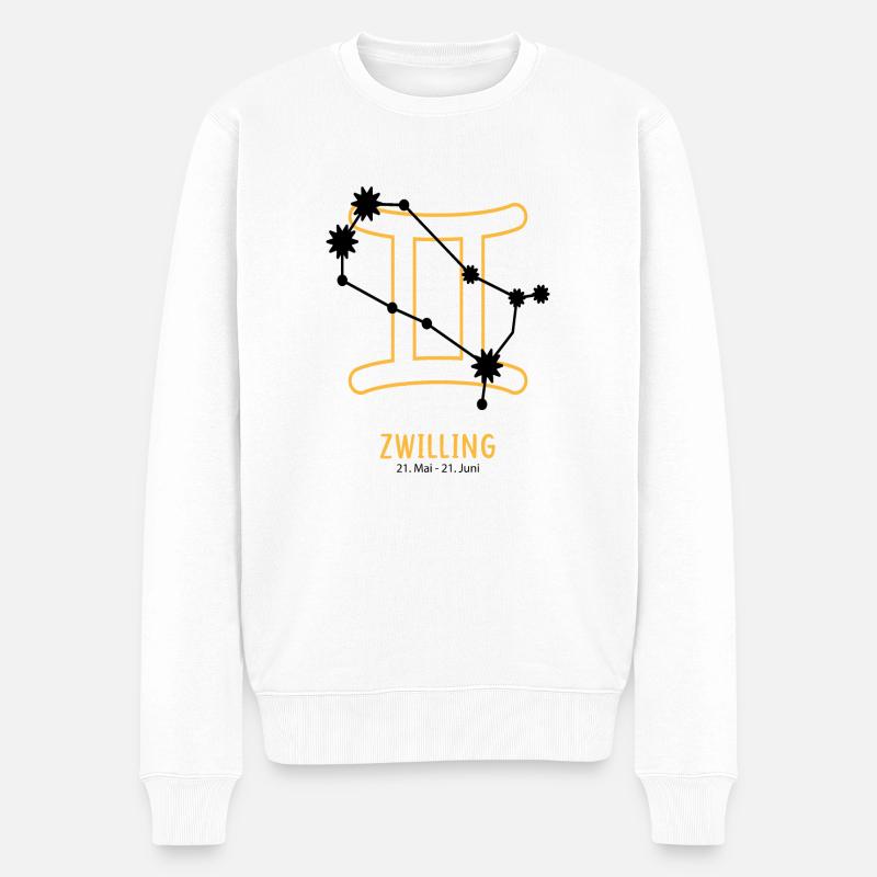 Sternzeichen Illustration Zwilling - Männer Premium Bio Pullover - Weiß