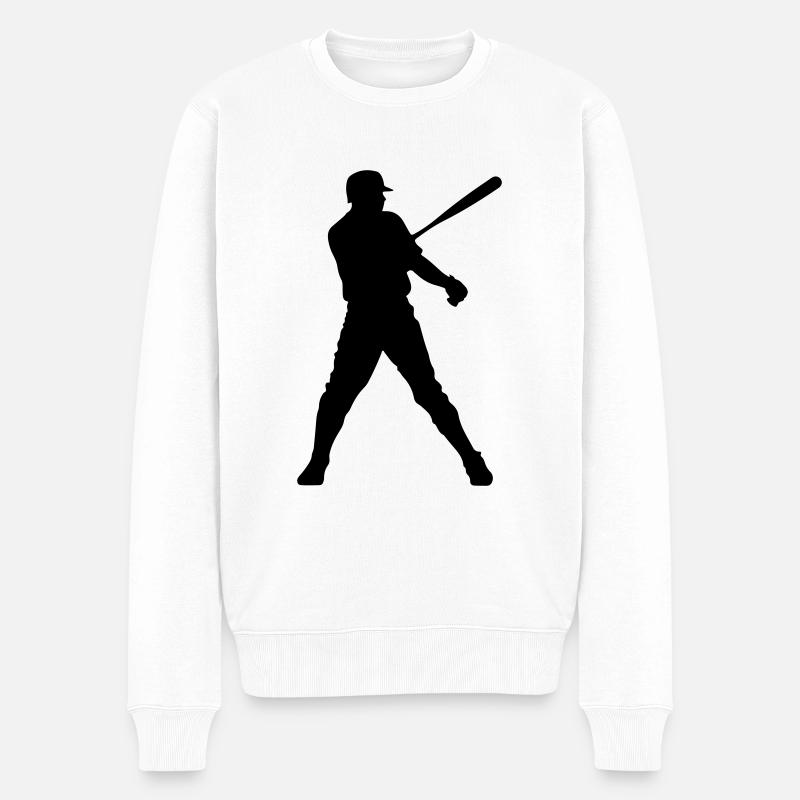 Baseball Mann Silhouette - Männer Premium Bio Pullover - Weiß