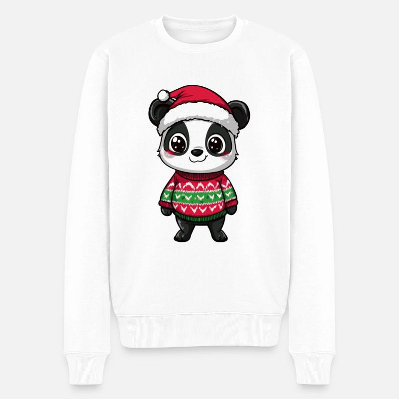 Panda Weihnachten Comic - Männer Premium Bio Pullover - Weiß