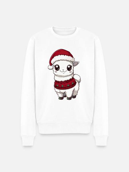 Alpaca Llama Christmas Comic - Men's Premium Organic Jumper - white