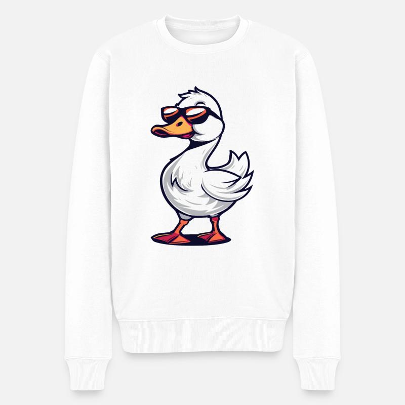 Gans Tier - Männer Premium Bio Pullover - Weiß