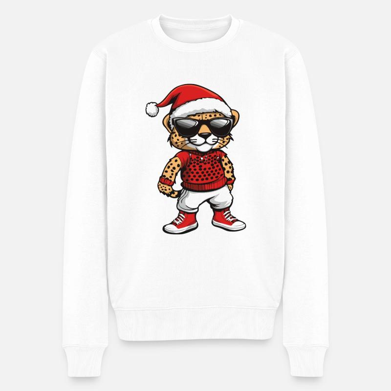 Gepard Weihnachten X-Mas - Männer Premium Bio Pullover - Weiß