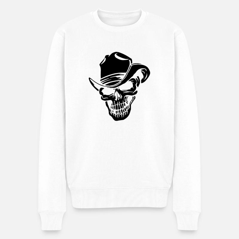 Totenkopf - Männer Premium Bio Pullover - Weiß