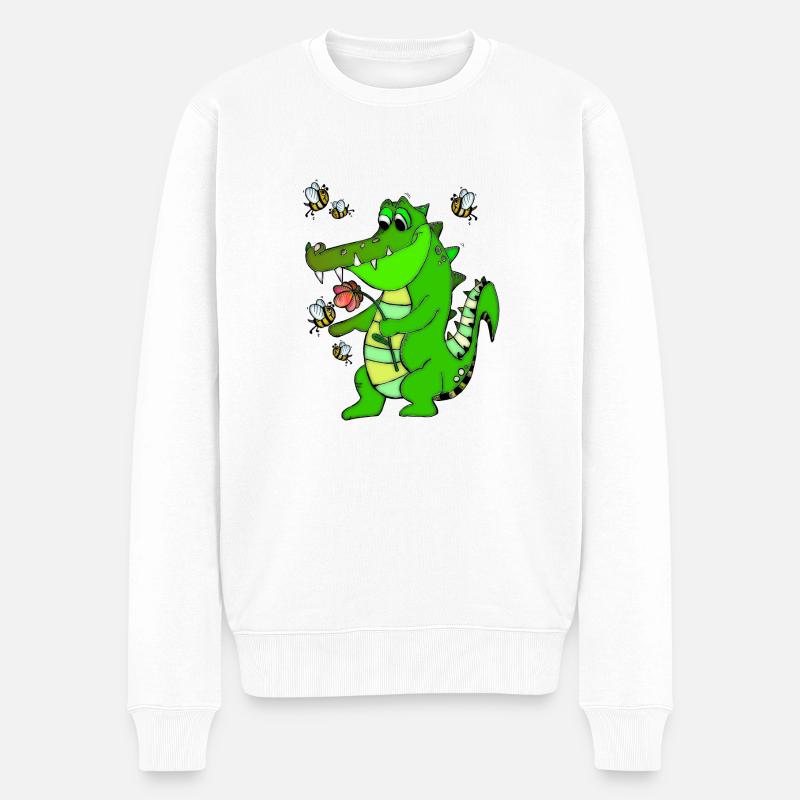 Kroko das Krokodil und seine Freunde die Bienen - Männer Premium Bio Pullover - Weiß