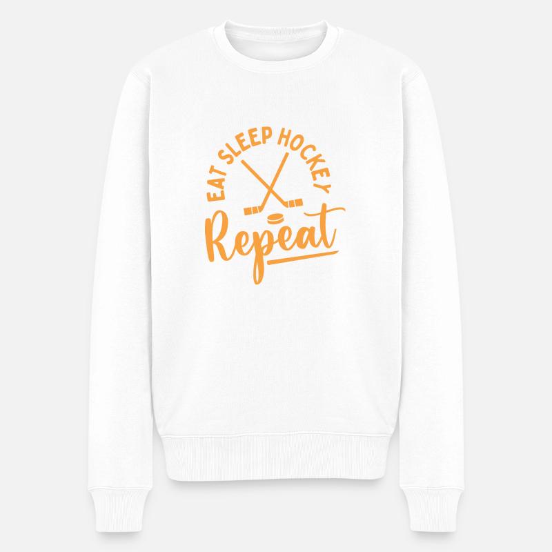 Design Eat Sleep Hockey - Pull Premium bio Homme - blanc