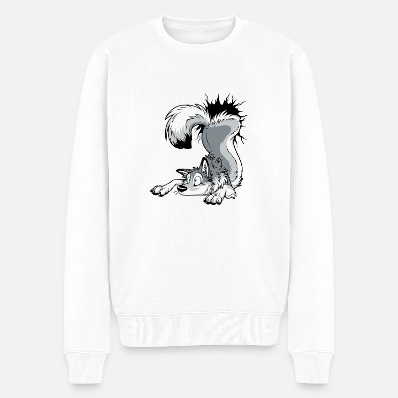 UN-STUCK Husky Grey / Grau - Männer Premium Bio Pullover - Weiß